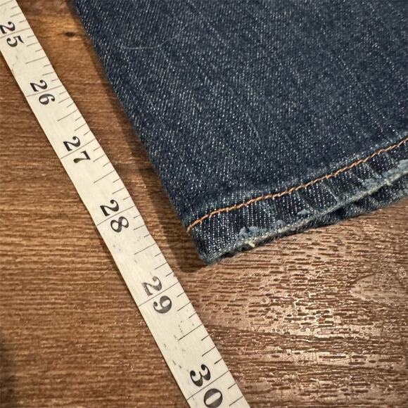 VTG Lucky Brand Y2K Dungarees Bootcut Jeans 10/30 Measures 33x29 Distressed READ - Picture 10 of 12